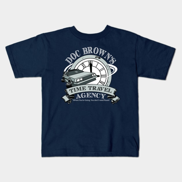 Doc Brown's Time Travel Agency Kids T-Shirt by GreenHRNET